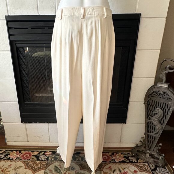 nwt VTG 100% SILK Slacks ivory dress pants size 12 Linda Allard Ellen Tracy - Picture 11 of 16